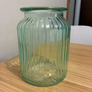 Green Ribbed Glass Vase